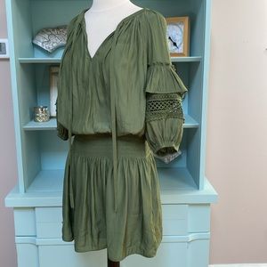 Ramy Brook Mara Dress Olive Green Crochet Mini Dress Sz Medium